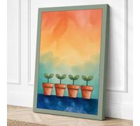 Four Seedlings Growing Canvas Wall Art Print 30x20 Inch