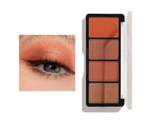 Four-Shade Warm-Toned Eyeshadow Palette with Matte and Shimmer Finishes - Versatile Compact for Day to Night Eye Makeup, Highly Pigmented & Blendable Formula for All Skill Levels, Long-Lasting Wear