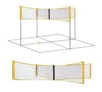 Four Sides Net, PE Material Rope with Iron Frame | Adjustable Height 3x0.5m 4.2kg Outdoor Set, This Four Square Volleyball Kit Provides Competitive Fun for