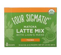 Four Sigmatic, Matcha Latte Mix with Lion's Mane, 10 Packets, 0.21 oz (6 g) Each
