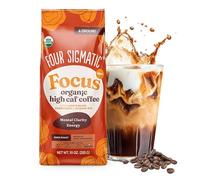 Four Sigmatic Organic High Caffeine Dark Roast Extra Strong Ground Coffee with L-Theanine & Cordyceps Mushroom Extract - Energy Booster Mushroom Super Coffee without the Jitters - 12oz Bag