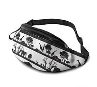 Four Silhouettes of Wild Animals in Africa Waist Bag with Adjustable Strap Hip Bum Bag for Man Women Outdoors Sports Running Gym Traveling