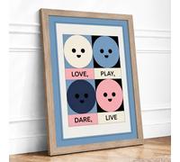 Four Simple States Minimalist Framed Wall Art Print A3 (42×29.7cm) Oak, Wall Decor for Living Room, Bedroom, Office & Home, Ready to Hang, Art Gift