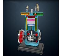 Four-Stroke Single-Cylinder Gasoline Engine Model, Internal Combustion Demonstrator with Sequential Flashing Light, Heat Physics Teaching Instrument