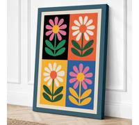 Four Stylised Blooms Canvas Wall Art Print 24x16 Inch (61 x 41 cm)