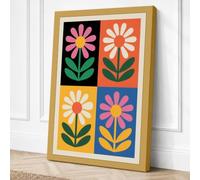 Four Stylised Blooms Canvas Wall Art Print 30x20 Inch (76 x 51 cm)