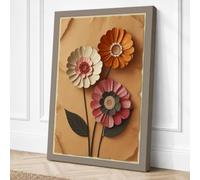 Four Stylized Blooms Canvas Wall Art Print 18x12 Inch (46 x 30 cm)