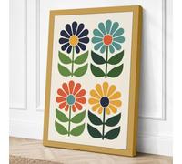 Four Stylized Blooms Canvas Wall Art Print 36x24 Inch (91 x 61 cm)
