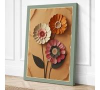 Four Stylized Blooms Canvas Wall Art Print 36x24 Inch (91 x 61 cm)
