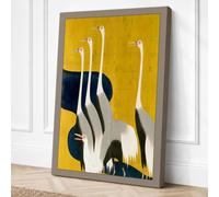 Four Swans in Flight Art Deco Canvas Wall Art Print 30x20 Inch