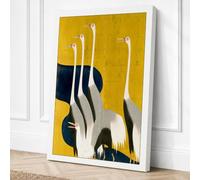 Four Swans in Flight Art Deco Canvas Wall Art Print 36x24 Inch