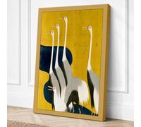Four Swans in Flight Art Deco Canvas Wall Art Print 36x24 Inch
