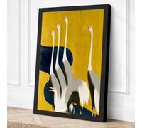 Four Swans in Flight Art Deco Canvas Wall Art Print 36x24 Inch
