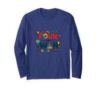 Four The Win: Playful Birthday for 4 Year Old Kids Long Sleeve T-Shirt, Adult Unisex, Navy, S