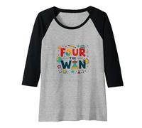 Four The Win: Playful Birthday for 4 Year Old Kids Raglan Baseball Tee, Women, Black/Athletic Heather, M