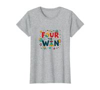 Four The Win: Playful Birthday for 4 Year Old Kids T-Shirt, Women, Heather Grey, XXL