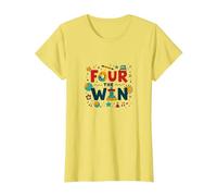 Four The Win: Playful Birthday for 4 Year Old Kids T-Shirt, Women, Lemon, L