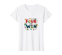 Four The Win: Playful Birthday for 4 Year Old Kids T-Shirt, Women, White, XXL