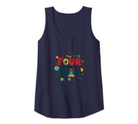 Four The Win: Playful Birthday for 4 Year Old Kids Tank Top, Women, Navy, M
