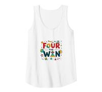 Four The Win: Playful Birthday for 4 Year Old Kids Tank Top, Women, White, XXL