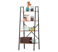 Four-Tier Metal Frame Minimal Shelving Unit - Wood-Effect