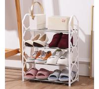 Four tier shoe rack for dorm rooms with lace assembly, detachable structure for easy moving and storage, suitable for various footwear types (White)