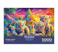 Four Tiger Cubs in A Forest 1000-Piece Jigsaw Puzzle The Forest King Brain Training Game for Adults & Kids 52x38cm/1000pcs