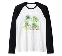 Four Tractors 4yr 4th Birthday 4 Year Old Boys Gifts Raglan Baseball Tee