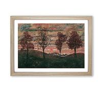 Four Trees by Egon Schiele Framed Print | A2 Oak Framed Wall Art | Ready to Hang | Modern Floral Picture | Living Room Bedroom Lounge Office