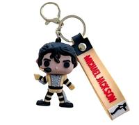 Four Types of Michael Jackson Keychain Michael Anime Keyring Backpack Decoration Jackson Key Ring PVC Material Gifts for Fans and Friend (Yellow)