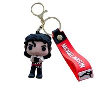 Four Types of Michael Jackson Keychain Michael Anime Keyring Backpack Decoration Jackson Key Ring PVC Material Gifts for Fans and Friend (Black)