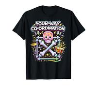 Four Way Coordination Drummer Funky Skull Drumsticks Graphic T-Shirt
