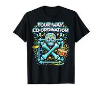 Four Way Coordination Drummer Funky Skull Drumsticks Graphic T-Shirt