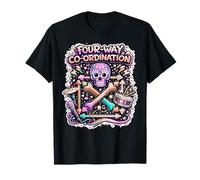 Four Way Coordination Drummer Funky Skull Drumsticks Graphic T-Shirt
