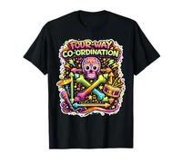 Four Way Coordination Drummer, Funny Funky Skull Drumsticks T-Shirt