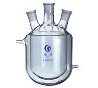 Four-way Jacket Reactive Bottle, Thick Wall Borosilicate Glass Flask, Plant Reactor with Jacket, Lab Reactor #24 (2000 ml), 24x24x24x24x24x24)