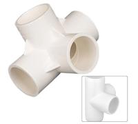 Four Way PVC Pipe Fittings Connectors, Furniture Grade Side Outlet Tee Elbows for Water Plumbing and DIY Projects, Pure White High Gloss Grade for(50pvc (1.5 inches))