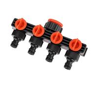 Four-Way Splitter Garden 192g Watering Lawn Maintenance Faucet Splitter, 1-in 4-Out Splitter with Valve, ABS/PP Material, Water Inlet 1"-1/2" or 3/4" and 4 Nipple Joint Outlets Orange Style