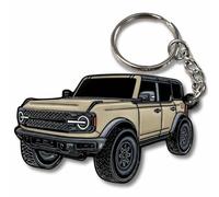 FOUR WHEEL BEAST Bronco Keychain Accessories 4 door key chain Fob Cover Cool Mods compatible with Ford Bronco (Marsh Gray/Desert Sand)