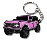 FOUR WHEEL BEAST Bronco Keychain Accessories 4 door key chain Fob Cover Cool Mods compatible with Ford Bronco 2022 2023 2024, Pink