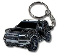 FOUR WHEEL BEAST Bronco Sport Keychain compatible with Ford Bronco Sport Accessories 2023 2024 4 door Car Key Chain Fob Cover, Black, 2" x 1.3"