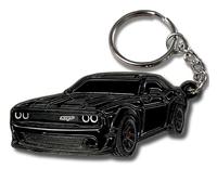 FOUR WHEEL BEAST DODGE Challenger Keychain - Officially Licensed Dodge Accessories Key Chain for RT SRT Cool Toy Car Men Gift, Black, 2" x 1.3"