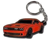 FOUR WHEEL BEAST DODGE Challenger Keychain - Officially Licensed Dodge Accessories Key Chain for RT SRT Cool Toy Car Men Gift, Red, 2" x 1.3"
