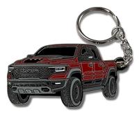 FOUR WHEEL BEAST Dodge RAM Keychain 1500 Accessories - Officially Licensed - Ram 2500 Toy Truck Key Chain Mods 2022 2023 2024, Delmonico Red, 2" x 1.3"