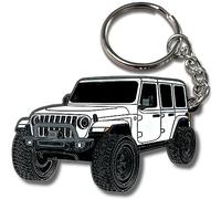 FOUR WHEEL BEAST Jeep Wrangler Keychain - Officially Licensed Jeep Rubicon Accessories JL Key Chain JKU 2024 2023, White, 2" x 1.5"