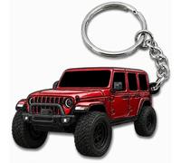 FOUR WHEEL BEAST Jeep Wrangler Keychain - Officially Licensed Jeep Rubicon Accessories JL Key Chain JKU 2024 2023, Red, 2" x 1.5"