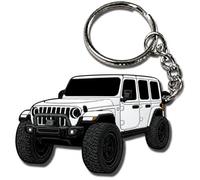 FOUR WHEEL BEAST Jeep Wrangler Keychain - Officially Licensed Jeep Rubicon Accessories JL Key Chain JKU 2024 2023, White, 2" x 1.5"