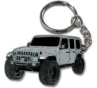 FOUR WHEEL BEAST Jeep Wrangler Keychain - Officially Licensed Jeep Rubicon Accessories JL Key Chain JKU 2024 2023, Sting-gray/Silver, 2" x 1.5"