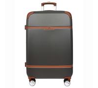House Of Leather Four Wheel Suitcase Hard Shell Luggage Expandable Sizes Deluxe Grey (Medium)