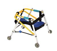Four-Wheeled Children's Walker Cerebral Palsy Walker,Lower Limb Rehabilitation Walking Standing Frame Height Adjustable Foldable(M)